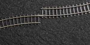 wrong assembled rail road tracks
